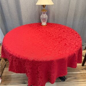 Ralph Lauren Deep Red Damask Holiday Tablecloth Oblong VGC